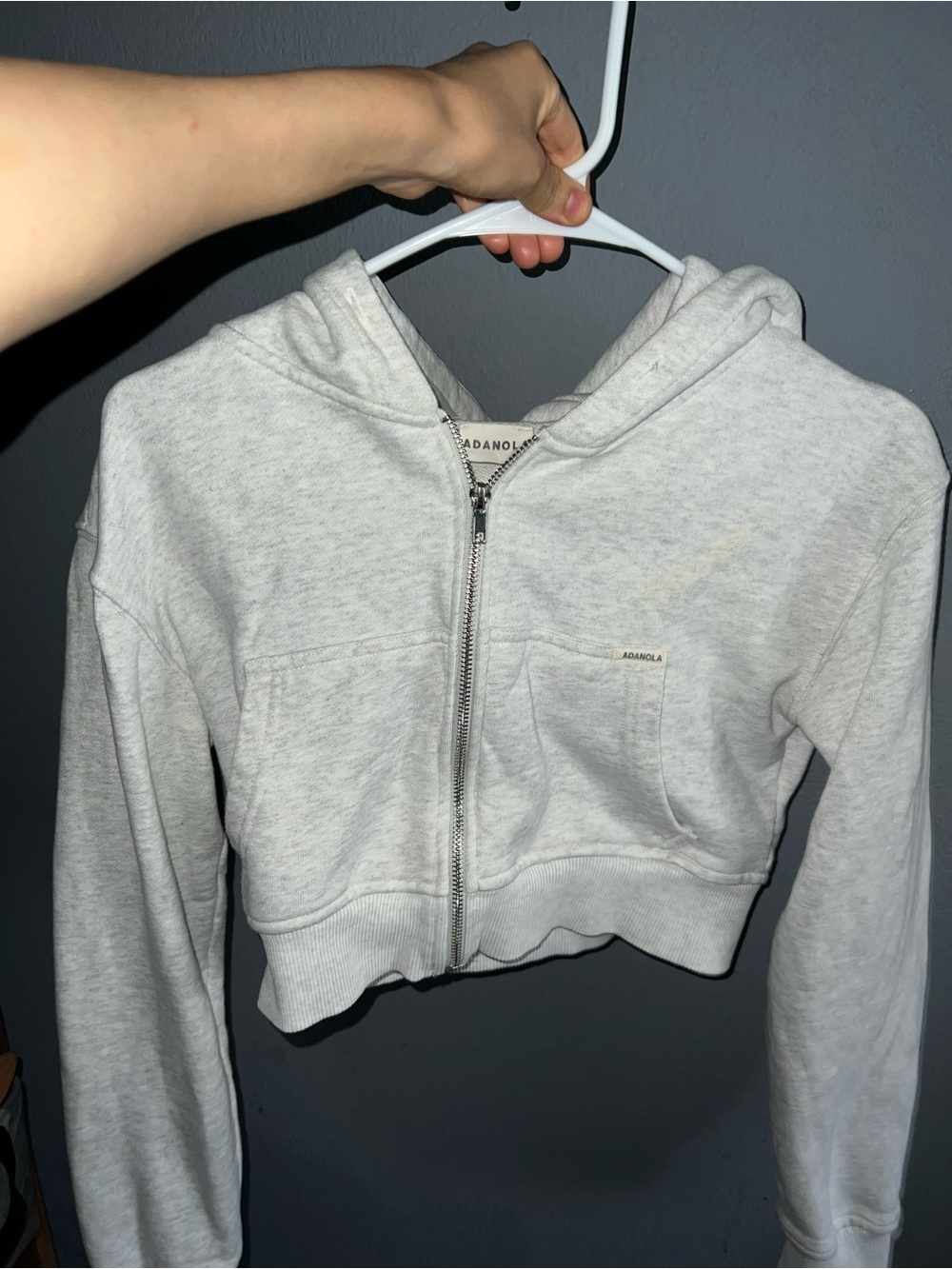 Adanola Light Heather Gray Cropped Zip Hoodie